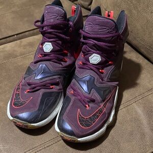 Nike LeBron Burgundy and Black Athletic Shoes